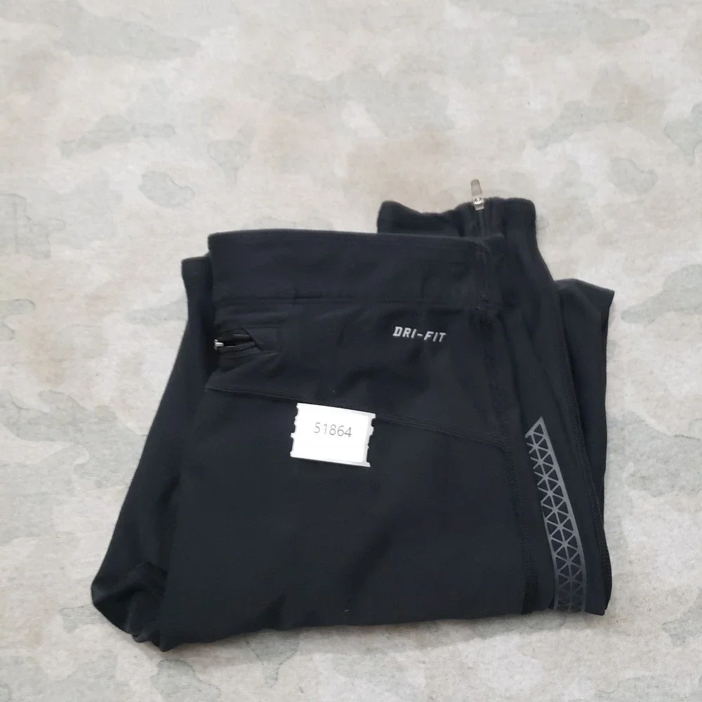 Nike Dri-FIT Leggings Womens Medium Black Drawstring Running Gym Outdoors